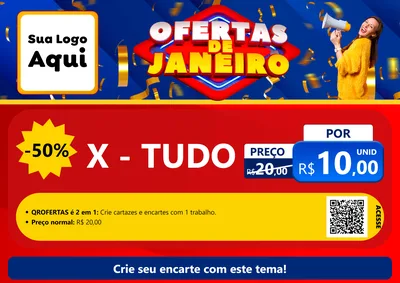 Modelo de Cartaz para Cartaz A4 Horizontal com o tema Ofertas de Janeiro para Hamburgueria