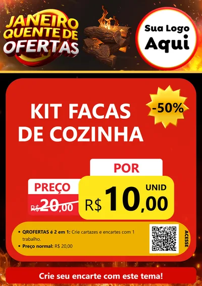 Modelo de Cartaz para Cartaz A4 Vertical com o tema Janeiro Quente de Ofertas para Utilidades Domésticas