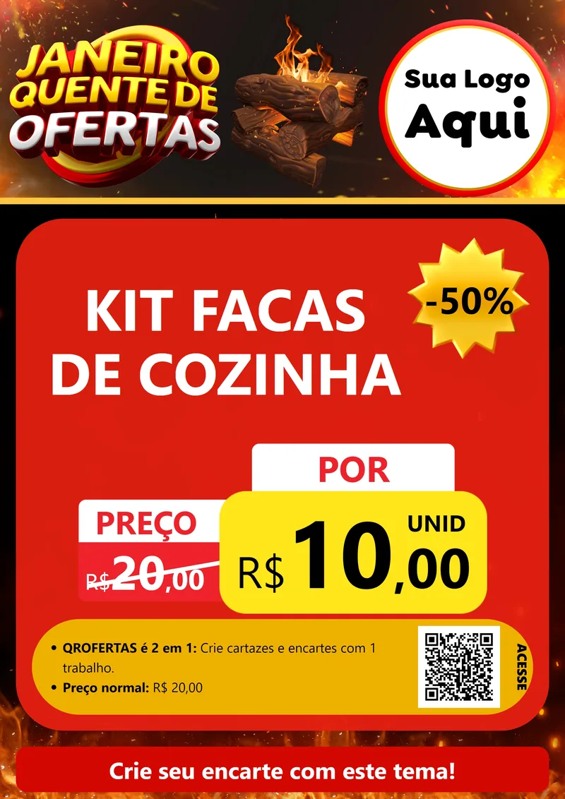 Modelo de Cartaz para Cartaz A4 Vertical com o tema Janeiro Quente de Ofertas para Utilidades Domésticas