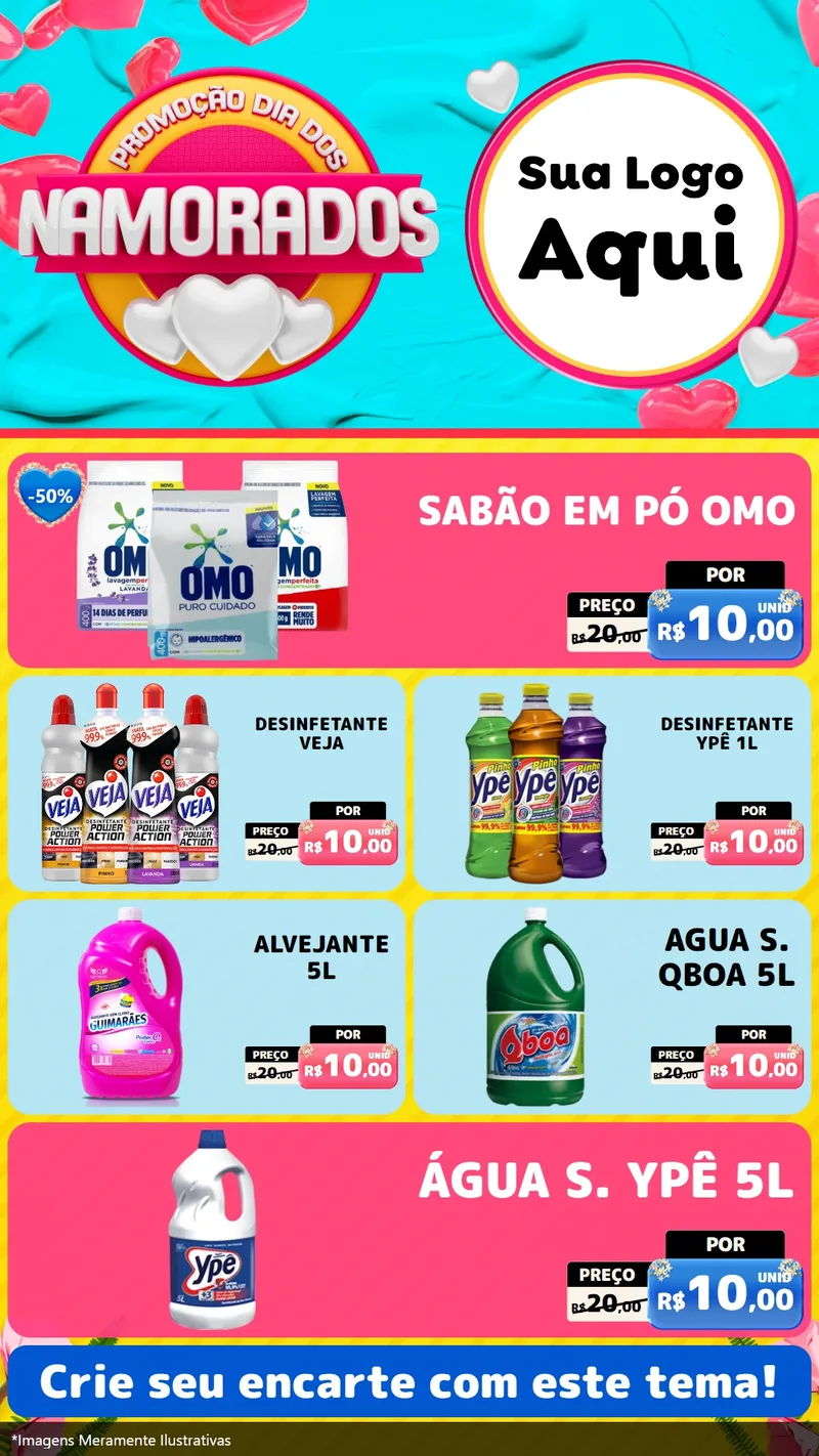Modelo de TV para TV Vertical com o tema Promoção Dia dos Namorados para Produtos de Limpeza
