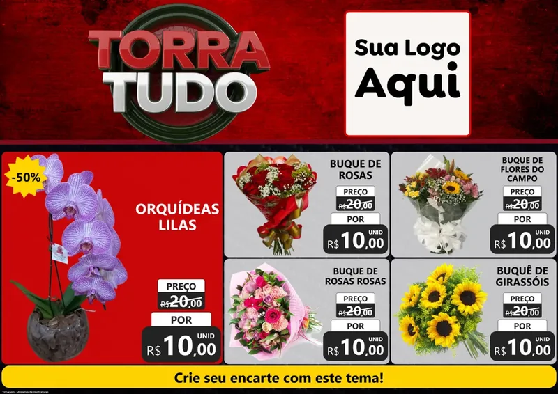 Modelo de Encarte para Encarte A4 Horizontal com o tema Torra Tudo para Floricultura e jardim