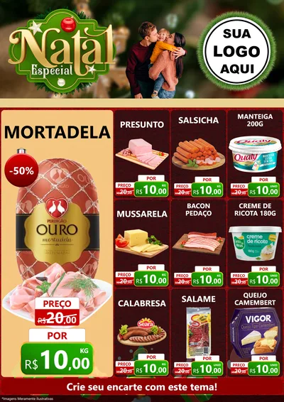 Modelo de Encarte para Encarte A4 Vertical com o tema Natal Especial para Frios e Laticínios