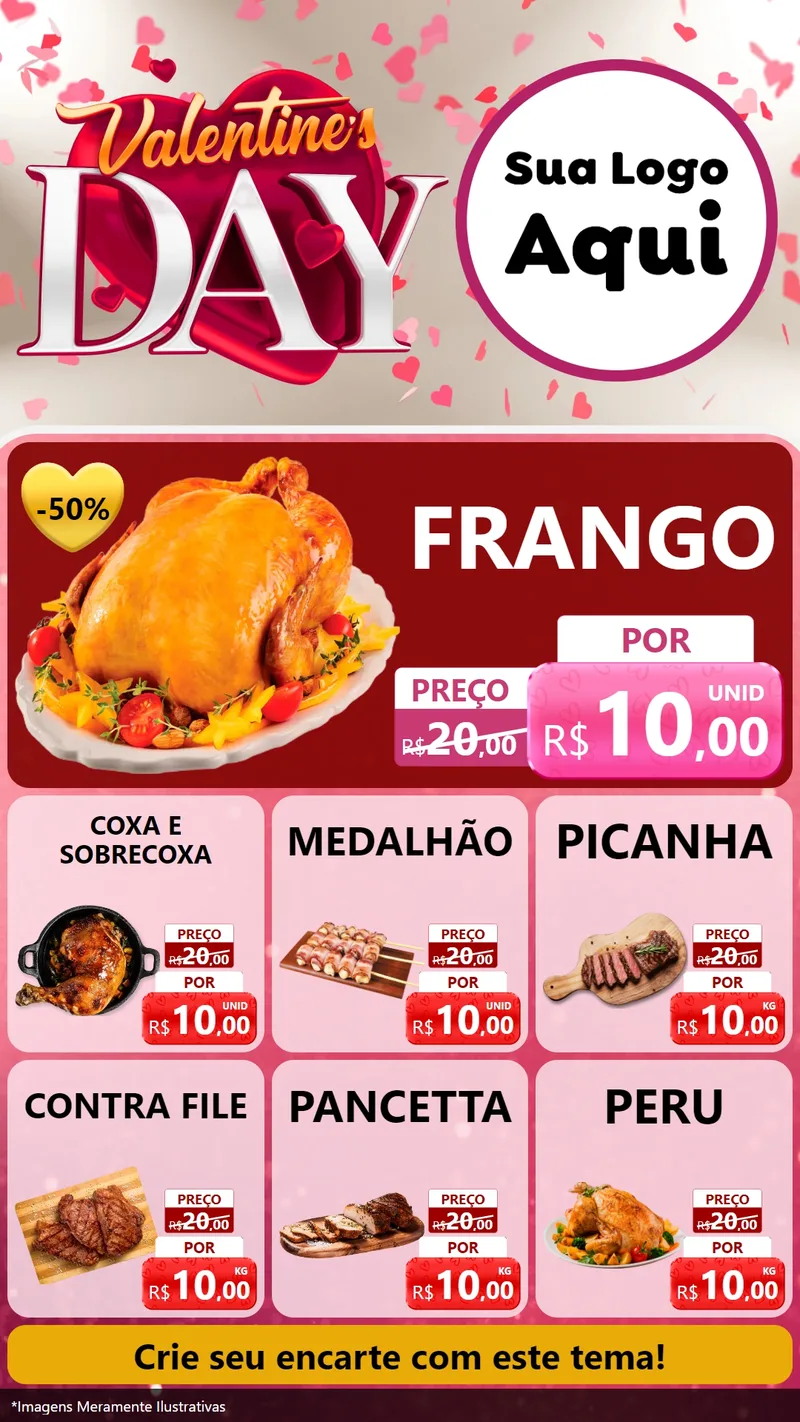 Modelo de Rede Social para Stories com o tema Valentine's Day para Assados