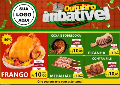 Modelo de Encarte para Encarte A4 Horizontal com o tema Outubro Imbatível para Assados