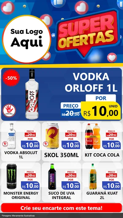 Modelo de Rede Social para Stories com o tema Super Ofertas para Distribuidora de bebidas