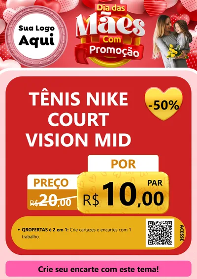 Modelo de Cartaz para Cartaz A4 Vertical com o tema Dia Das Mães Com Promoção para Calçados