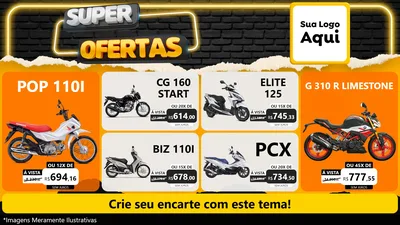 Modelo de TV para TV Horizontal com o tema Super Ofertas para Concessionaria de Motos