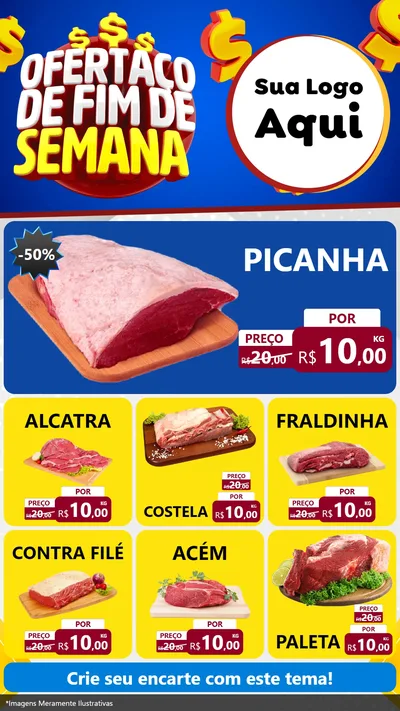 Modelo de Rede Social para Stories com o tema Ofertaço de Fim de Semana para Açougue