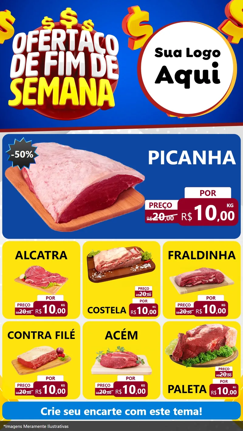 Modelo de Rede Social para Stories com o tema Ofertaço de Fim de Semana para Açougue