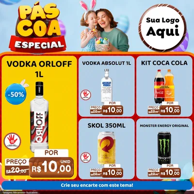 Modelo de Rede Social para Feed Facebook com o tema Páscoa Especial para Distribuidora de bebidas