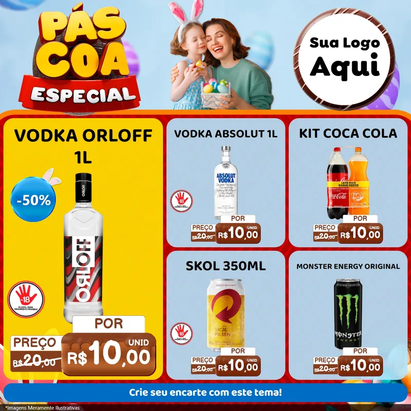 Modelo de Rede Social para Feed Facebook com o tema Páscoa Especial para Distribuidora de bebidas