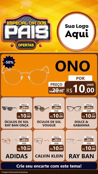 Modelo de Rede Social para Stories com o tema Especial Dia dos Pais para Óticas