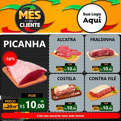 Modelo de Rede Social para Feed Facebook com o tema Mês do Cliente para Açougue