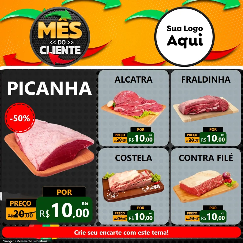 Modelo de Rede Social para Feed Facebook com o tema Mês do Cliente para Açougue