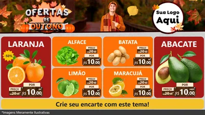 Modelo de TV para TV Horizontal com o tema Ofertas de Outono para Hortifrúti