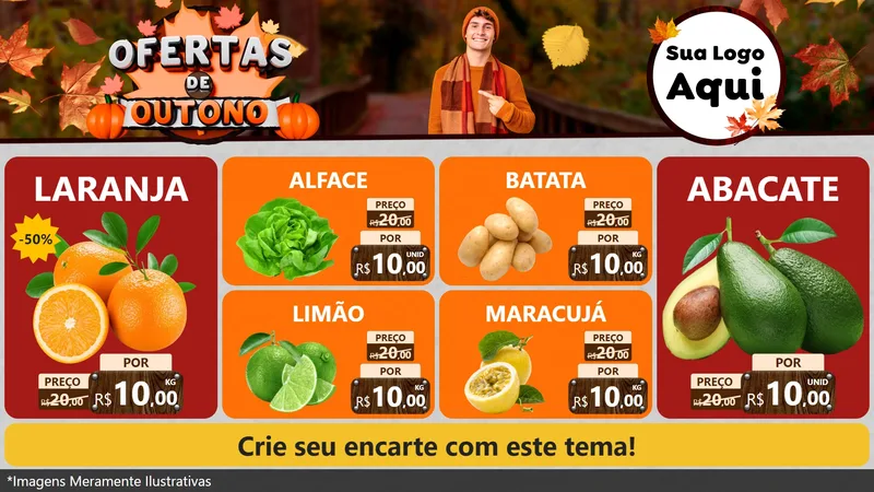 Modelo de TV para TV Horizontal com o tema Ofertas de Outono para Hortifrúti