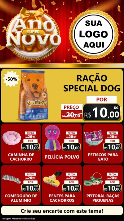 Modelo de Rede Social para Stories com o tema Super Ano Novo para Pet Shop