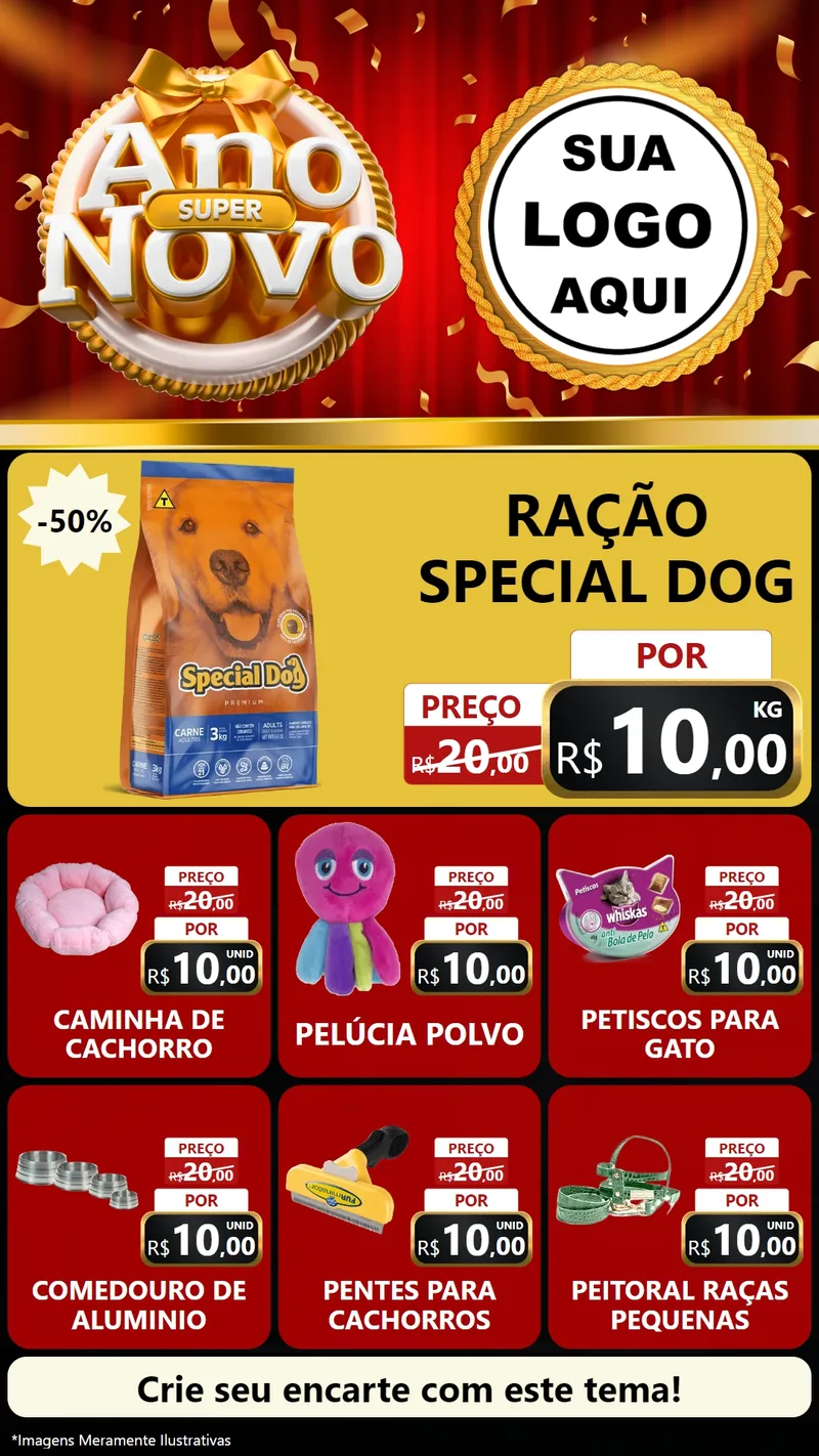 Modelo de Rede Social para Stories com o tema Super Ano Novo para Pet Shop