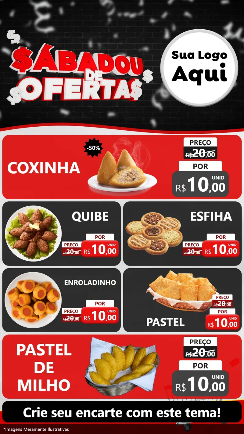 Modelo de TV para TV Vertical com o tema Sabadou de Ofertas para Salgadaria