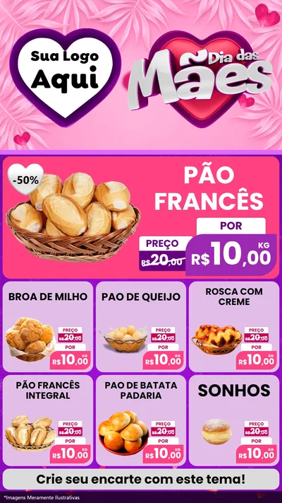 Modelo de Rede Social para Stories com o tema Dia das Mães para Padaria