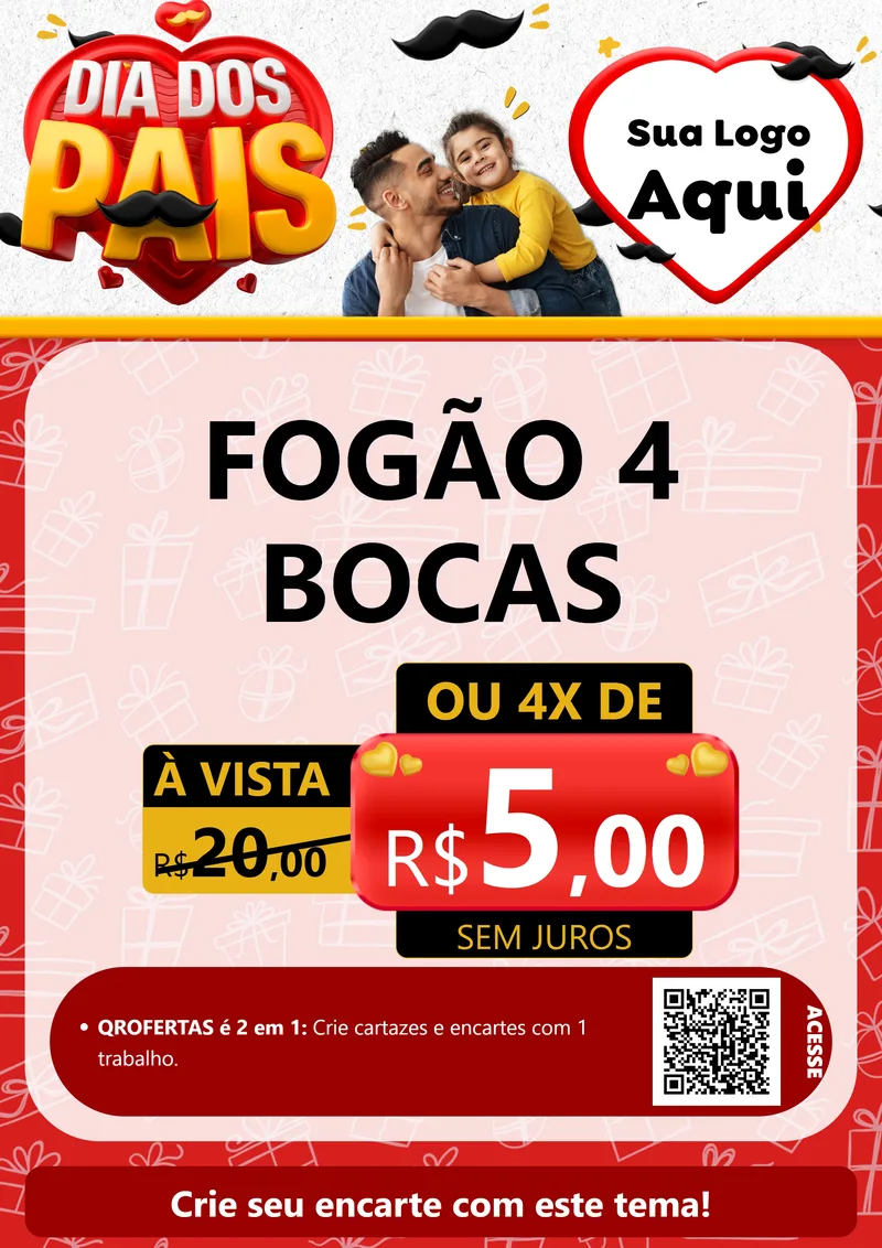 Modelo de Cartaz para Cartaz A4 Vertical com o tema Dia dos Pais para Móveis e Eletro