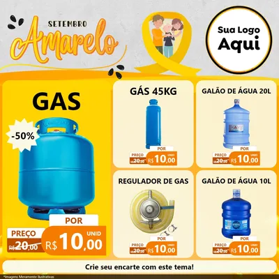 Modelo de Rede Social para Feed Facebook com o tema Setembro Amarelo para Água e gás