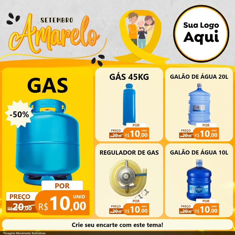 Modelo de Rede Social para Feed Facebook com o tema Setembro Amarelo para Água e gás
