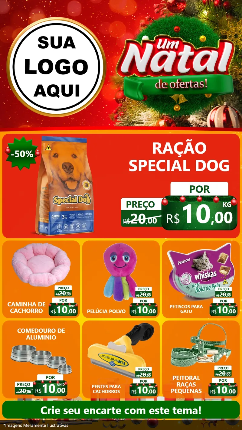 Modelo de Rede Social para Stories com o tema Um Natal de Ofertas para Pet Shop