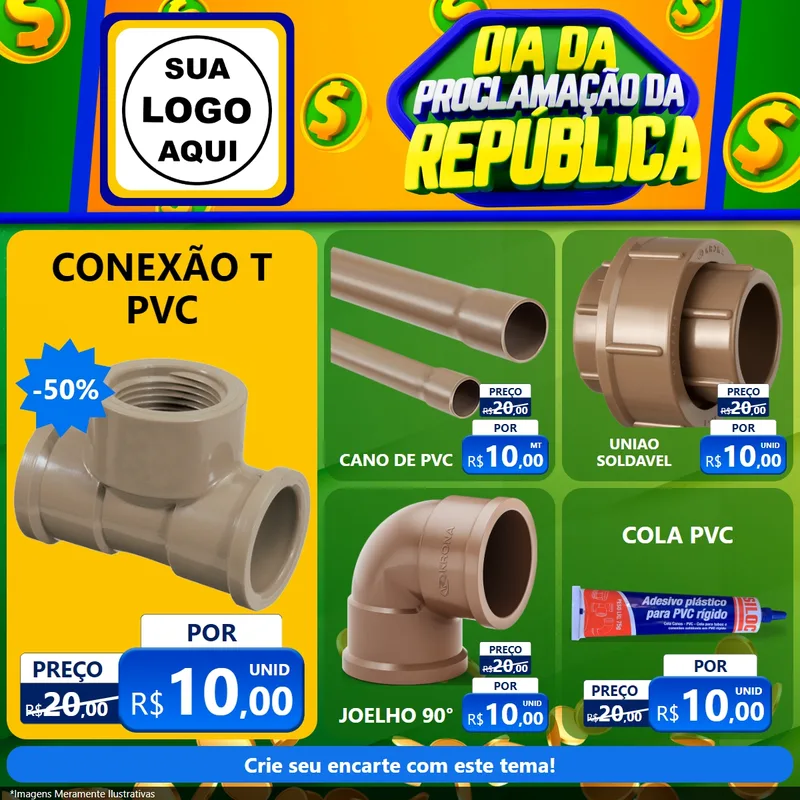 Modelo de Rede Social para Feed Facebook com o tema Dia Da Proclamação da República para Tubos e conexões