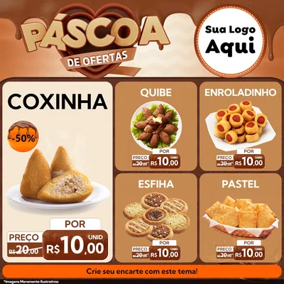 Modelo de Rede Social para Feed Facebook com o tema Páscoa de Ofertas para Salgadaria
