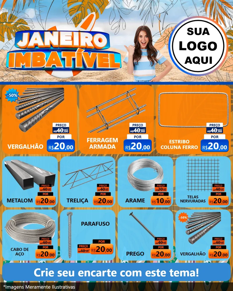 Modelo de Rede Social para Feed Instagram com o tema Janeiro Imbatível para Ferragens