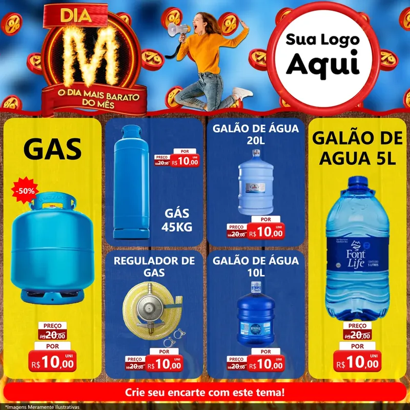 Modelo de Rede Social para Feed Facebook com o tema Dia M - O Dia Mais Barato Do Mês para Água e gás