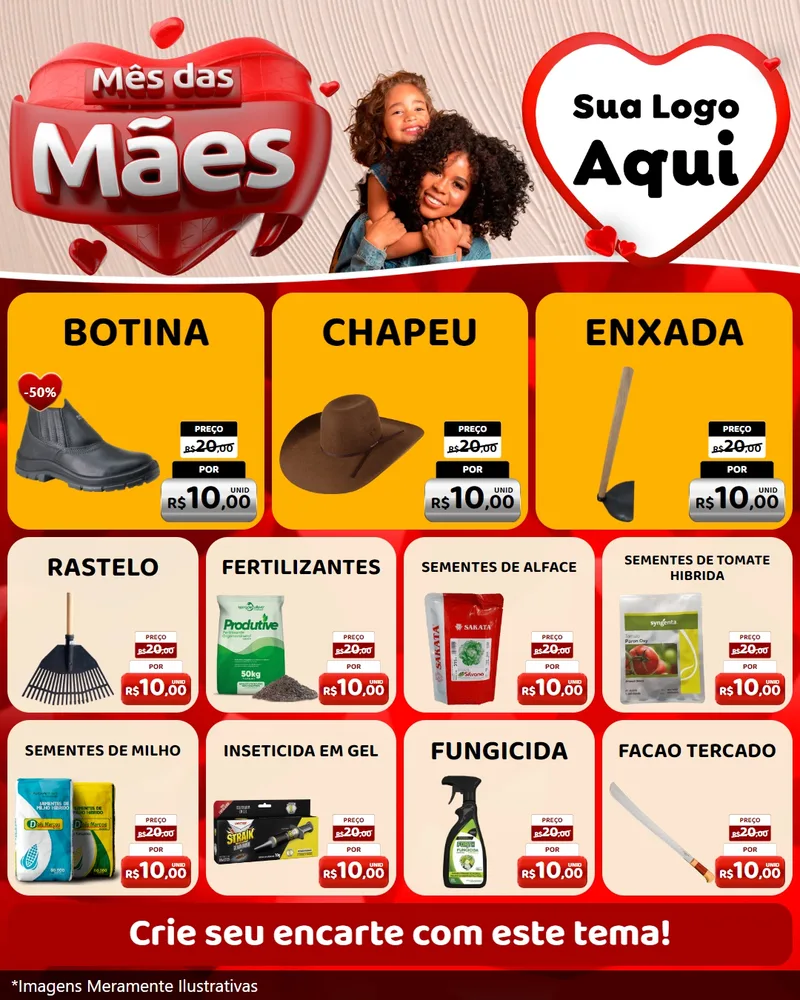 Modelo de Rede Social para Feed Instagram com o tema Mês das Mães para Agropecuária