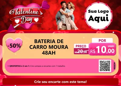 Modelo de Cartaz para Cartaz A4 Horizontal com o tema Valentine's Day para Baterias Elétricas