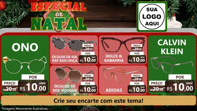 Modelo de TV para TV Horizontal com o tema Especial de Natal para Óticas