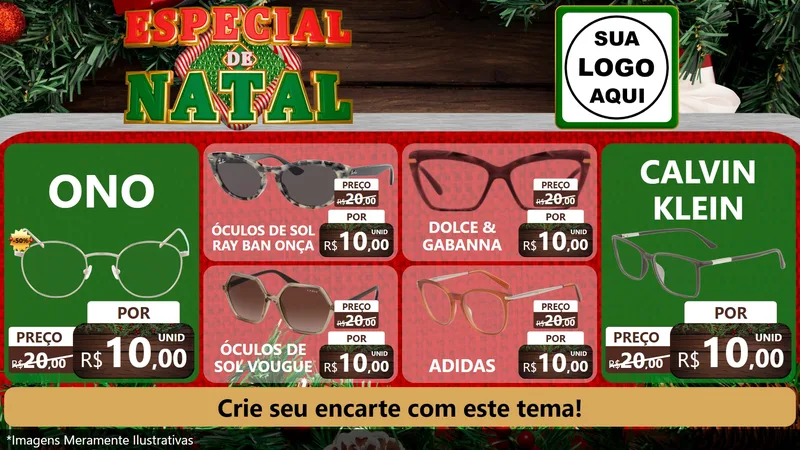 Modelo de TV para TV Horizontal com o tema Especial de Natal para Óticas