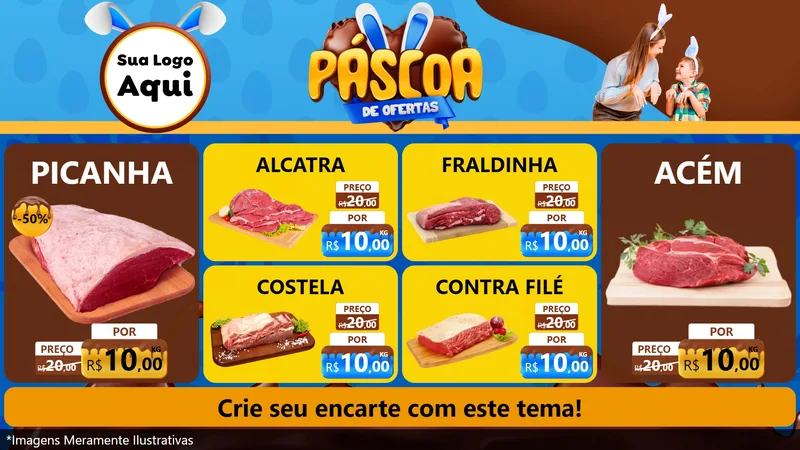 Modelo de TV para TV Horizontal com o tema Páscoa de Ofertas para Açougue