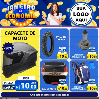 Modelo de Rede Social para Feed Facebook com o tema Janeiro da Economia para Moto peças
