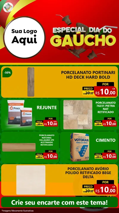Modelo de TV para TV Vertical com o tema Especial Dia do Gaúcho para Pisos e revestimentos