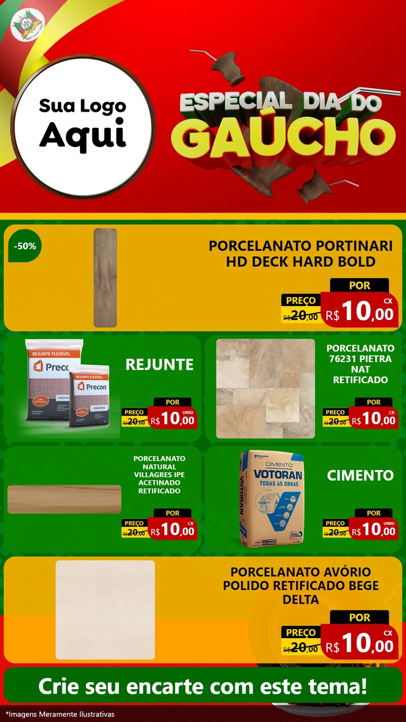 Modelo de TV para TV Vertical com o tema Especial Dia do Gaúcho para Pisos e revestimentos
