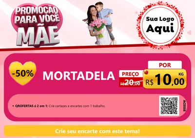 Modelo de Cartaz para Cartaz A4 Horizontal com o tema Promoção Para Você Mãe para Frios e Laticínios