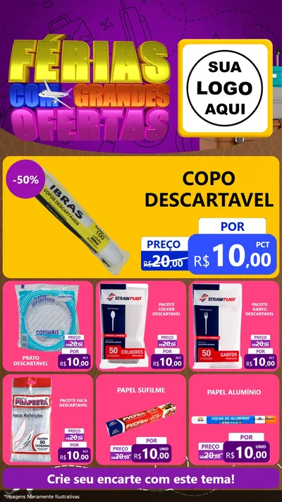 Modelo de Rede Social para Stories com o tema Férias com Grandes Ofertas para Embalagens