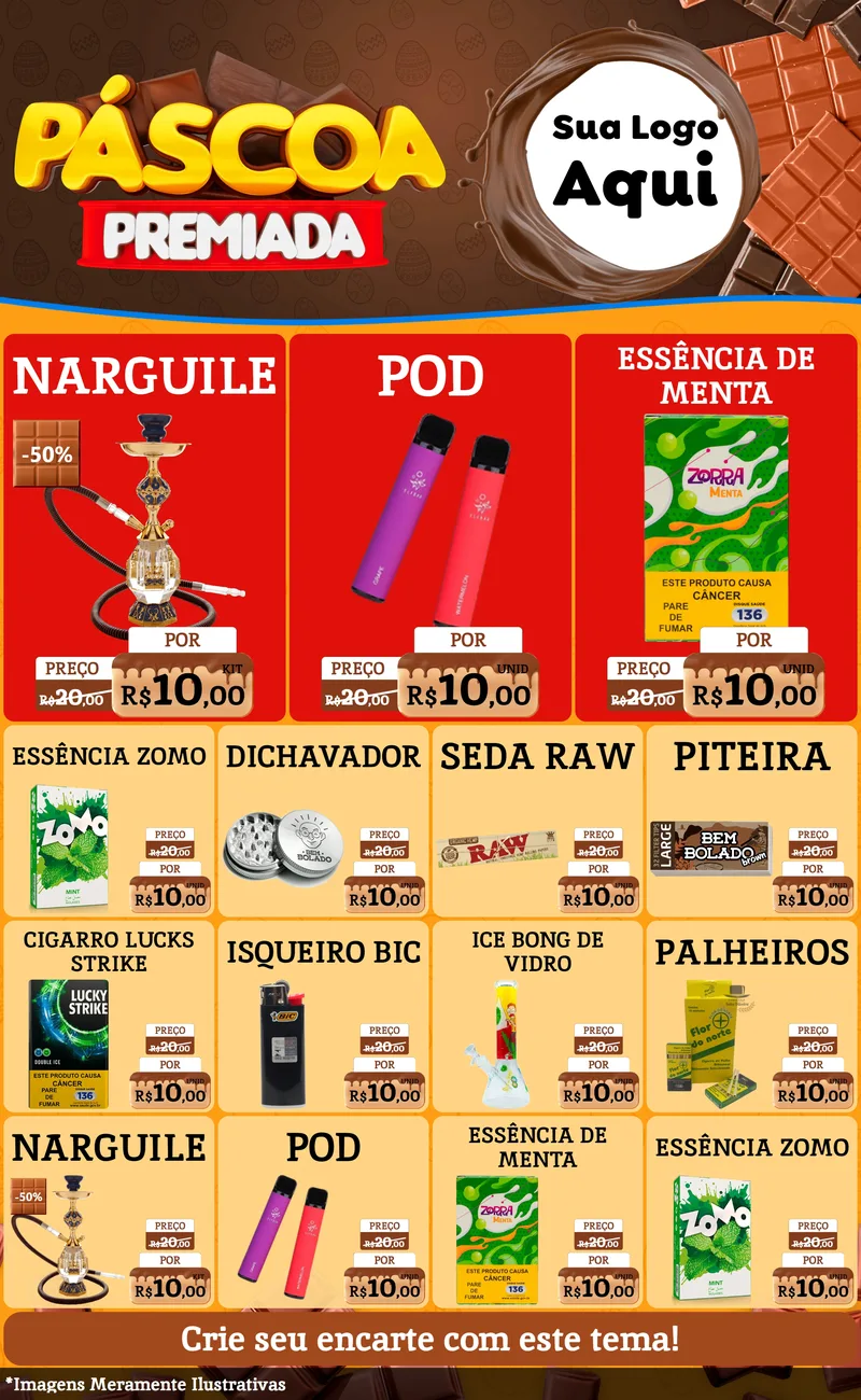 Modelo de Encarte para Encarte Grande com o tema Páscoa Premiada para Tabacaria
