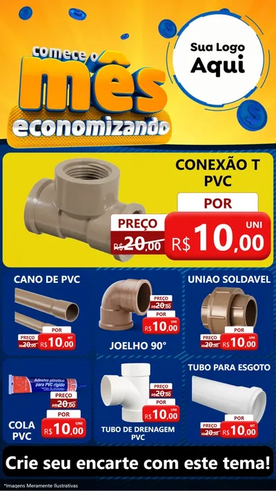 Modelo de Rede Social para Stories com o tema Comece O Mês Economizando para Tubos e conexões