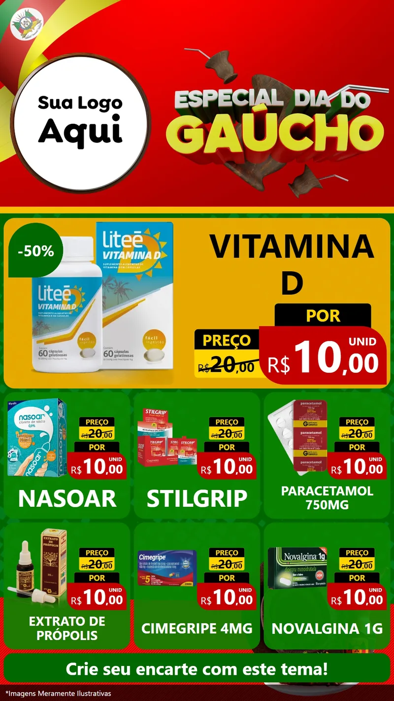 Modelo de Rede Social para Stories com o tema Especial Dia do Gaúcho para Farmácia