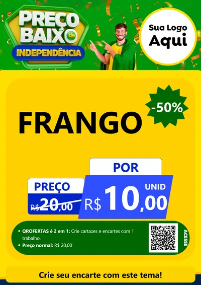 Modelo de Cartaz para Cartaz A4 Vertical com o tema Preço Baixo de Independência para Assados