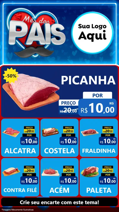 Modelo de Rede Social para Stories com o tema Mês Dos Pais para Açougue