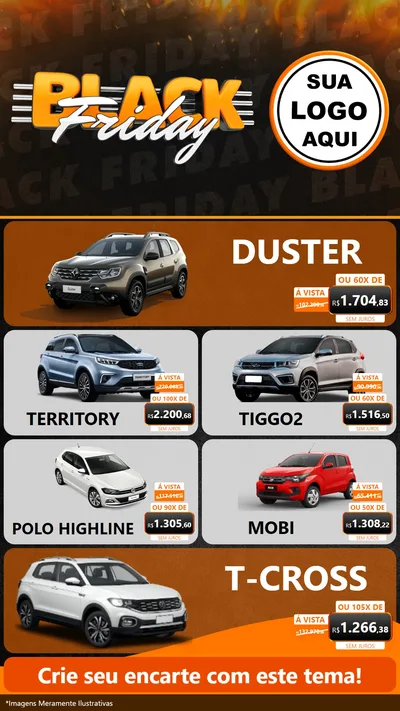 Modelo de TV para TV Vertical com o tema Black Friday para Concessionaria de Carros