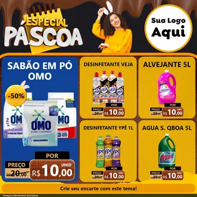 Modelo de Rede Social para Feed Facebook com o tema Especial Páscoa para Produtos de Limpeza
