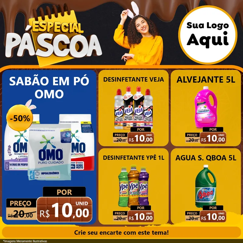 Modelo de Rede Social para Feed Facebook com o tema Especial Páscoa para Produtos de Limpeza